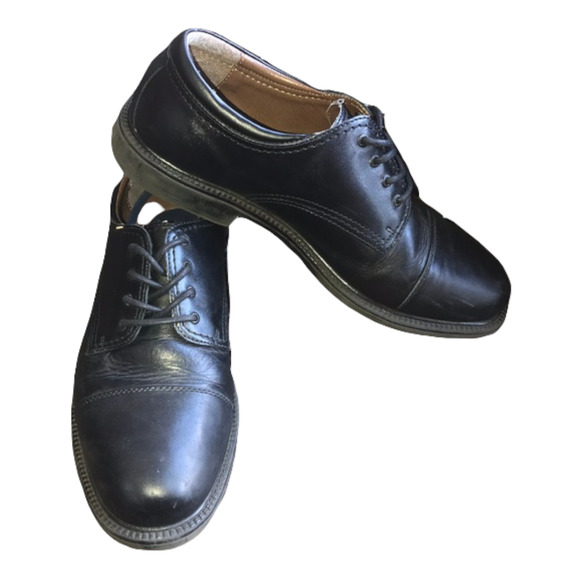 Mens Dockers Black Cap Toe Derby Dress Shoes Gordon Oxford Leather 11.5W - Picture 1 of 8